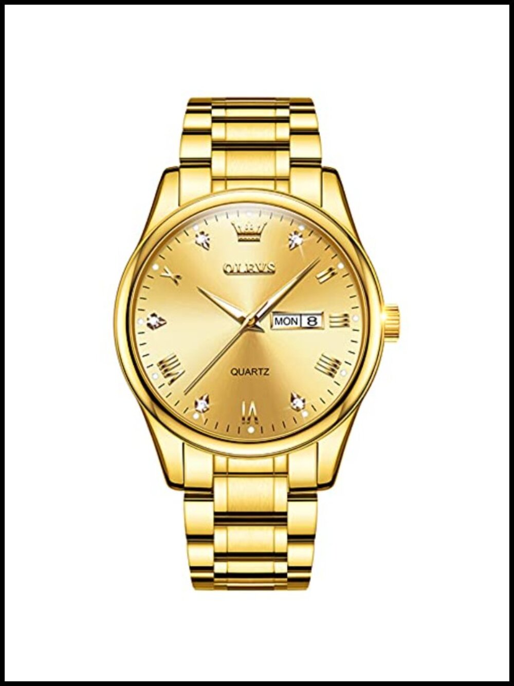 Men's Luxury Stainless Steel Dress Watch Big Face Analog Day-Date Gift